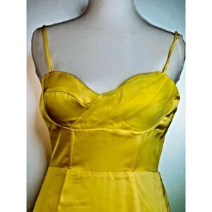 Selfie Leslie Yellow Satin Maxi Dress XS AU 6 Prom Formal Wedding Ruffle Mermaid